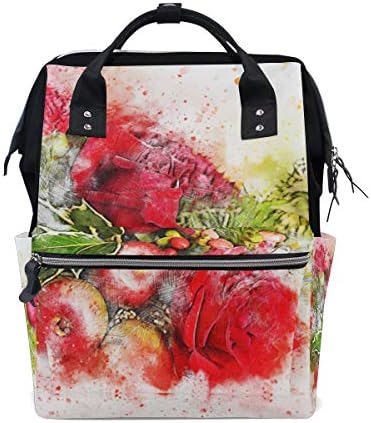 MUOOUM Kırmızı Çiçekler Sanat Boyama bebek bezi çantaları Anne Çantası Nappy Hemşirelik Sırt Çantası Bebek Bakımı ıçin Çok