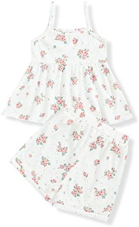 Recabee Toddler Bebek Kız Giysileri Çiçek Sling Elbise Üst+Şort Bebek Kız Yaz Kıyafetleri