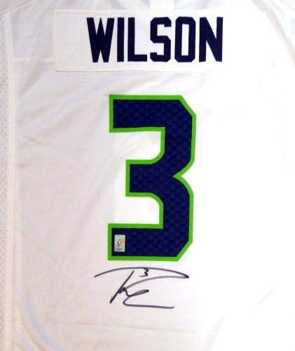 Seattle Seahawks Russell Wilson İmzalı Çerçeveli Beyaz Nike Jersey RW Holo Stok 185072-İmzalı NFL Formaları