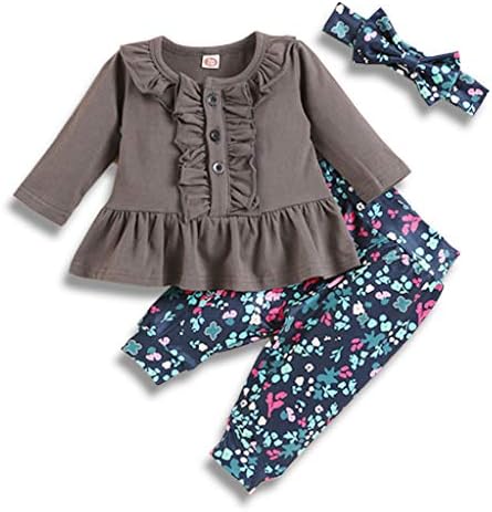Yenidoğan Bebek Kız Giysileri Kıyafetler Bebek Romper Fırfır T-Shirt Çiçek Pantolon Sevimli Toddler Bebek Kız Giysileri Set