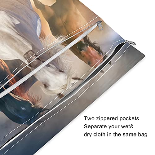 xigua 2 Paket ıslak kuru çanta Bez Bebek Bezi Su Geçirmez Mayolar saplı çanta Bileklik Seyahat Plaj Çantası, koşu Atları Manzara