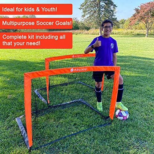 Azlulu Taşınabilir Futbol Gol Seti-Çocuklar ve Gençler için 4x3ft Pop Up Futbol Golleri-Maçlar ve Uygulama için Katlanır Açık