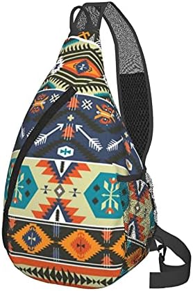 Navajo Tribal Renkli Etnik Afrika Amerikan Aztek Desen tek kollu çanta Omuz Crossbody Sırt Çantası Göğüs Çantası Hafif Moda