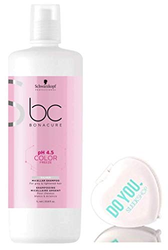 Gri ve açık saçlar için Schwarzkopf BC Bonacure Color Freeze SİLVER Şampuan (Şık Kompakt Aynalı) (33.8 oz / 1000ml - büyük