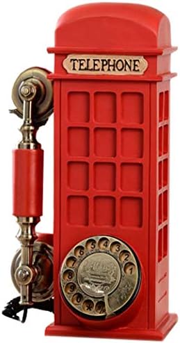 MYYINGBIN Klasik Kırmızı telefon kulübesi Şekilli Sabit Hat Retro Dönen Disk Telefon Antika Kablolu Telefon
