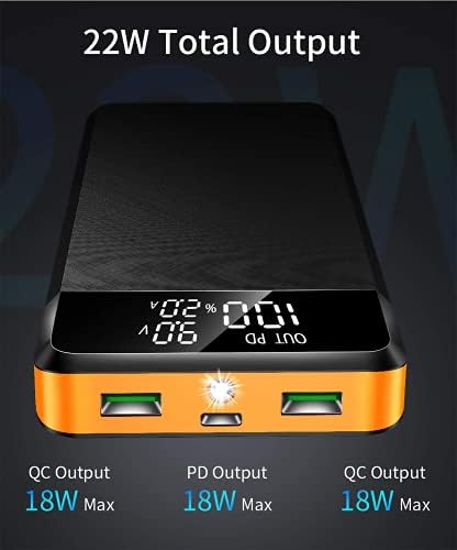 Ponhity Taşınabilir Şarj Cihazı, 26800mAh 20W PD3.0 USB C Hızlı Şarj Güç Bankası, 3 Giriş ve 3 Çıkışlı Yüksek Kapasiteli Pil