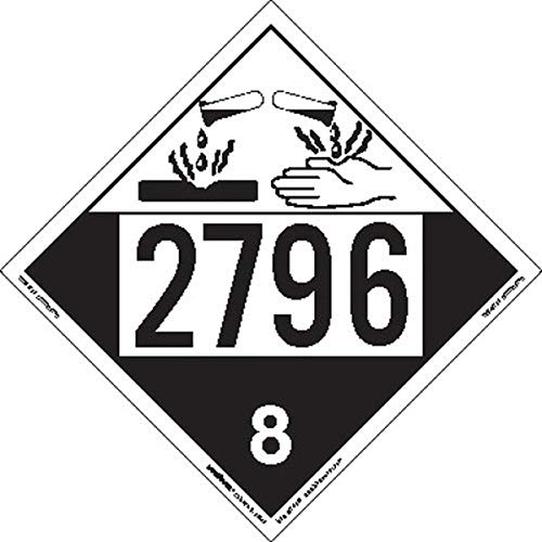 Labelmaster ZEZ42796 UN 2796 Aşındırıcı Tehlike Levhası, E-Z Çıkarılabilir Vinil (25'li Paket)