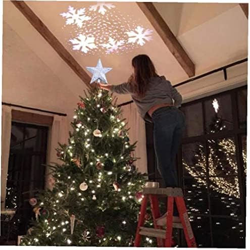 Onsınıc 1 adet Led Noel ağacı Topper yıldız ışık projeksiyon lambası payet Xmas parti dekorasyon