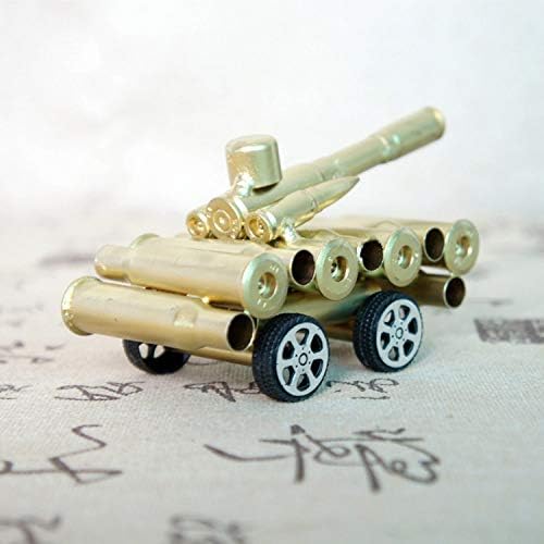 TLLDX Küçük Tankı ile Tekerlekler Modeli Askeri Koleksiyon Yaratıcı Bullet Shell Muhafaza Şekilli El Yapımı Metal Yapıt için