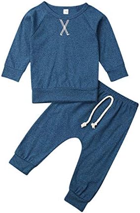 Koloyooya Bebek Erkek Kız Giysileri 2 ADET Kıyafet Seti Uzun Kollu Çizgili Pantolon ile Tops