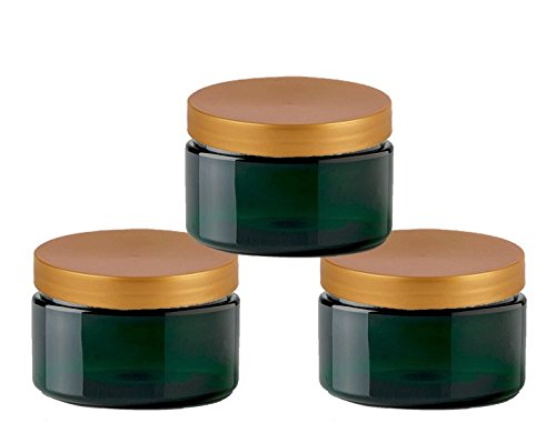 Grand Parfums 6 Yeşil Düşük Profilli 4 Oz Kavanoz PET Plastik Boş Kozmetik Kapları, Bakır Kapaklar, Şeker Ovma, Toz, Vücut