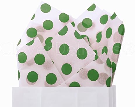 CleverDelights Yeşil Polka Dot Premium Kağıt Mendil-100 Sayfa - 20 x 30 - Hediye Kağıdı