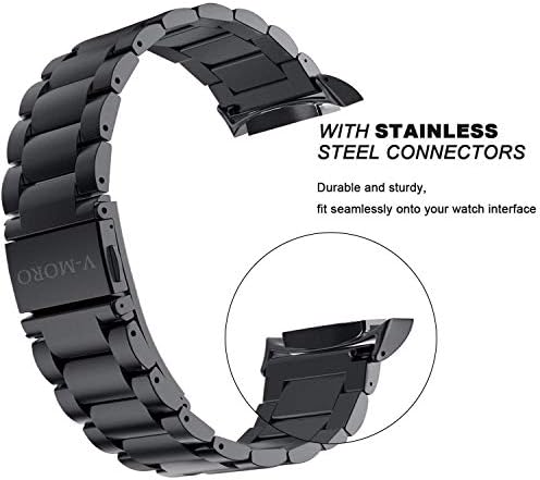 Dişli S2 Bantları V-Moro Katı Paslanmaz Çelik Metal Yedek Bant Adaptörleri ile Samsung Dişli S2 akıllı saat (Metal Siyah)