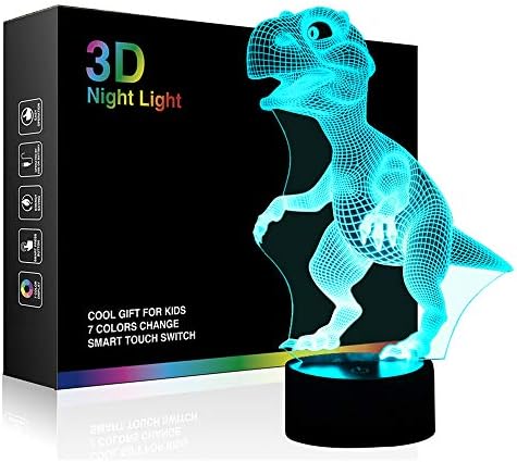 Tıscen 3D Illusion Gece Lambası, LED Masa Masa Lambaları, dinozor Gece Lambaları, 7 Renk USB Şarj Aydınlatma Yatak Odası Ev