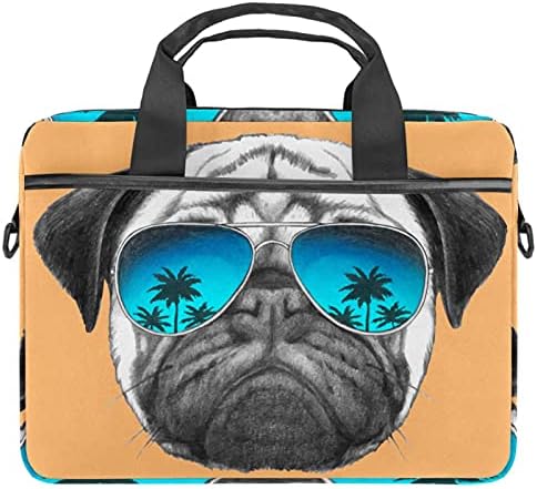 Komik Pug Köpek Gözlük İle Yaz Laptop Omuz Messenger Çanta Kılıf Kol için 13.4 İnç 14.5 İnç Dizüstü Laptop Case Dizüstü Evrak