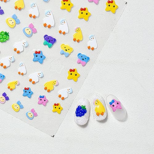 Kadın Yıldız Tavşan Kendinden Yapışkanlı Çarpık Ördek Üç Boyutlu 5D Oyma Tırnak Sticker Nail Art Süslemeleri Karikatür Tırnak