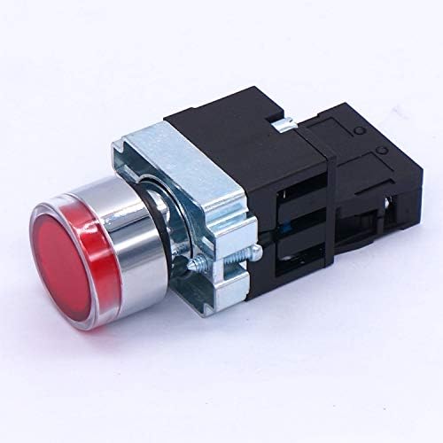 Taıss / 22mm 1 NC Kırmızı led ışık anlık basmalı düğme anahtarı 440 V 10A buton anahtarları ile led ışık Gerilim 110 V XB2-01DN
