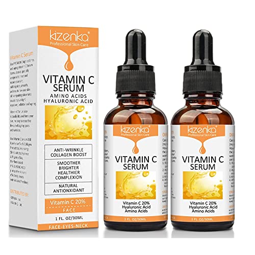 2 ADET C Vitamini Serum 20%, Anti Aging Serum ile Yüz için Hyaluronik Asit, Nemlendirici ve Nemlendirir için Güneş Lekeleri,