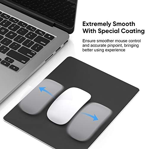 JEDIA Mouse Pad, Siyah Premium Sert Metal Alüminyum Mousepad, Ofis ve Oyun için Hızlı ve Doğru Fare Kontrolü için Çift Taraflı
