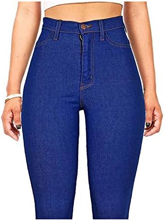 Andongnywell kadın Yüksek Rise Streç Jean Pantolon Yüksek Bel Slim Fit Denim Pantolon Tayt ile Fermuar Cepler