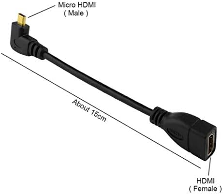 SBSNH Mikro HDMI Erkek HDMI Dişi Adaptör Kablosu Sol Köşe 90 Derece HDMI Erkek 3D 1080 P, PC HDTV Projektör Laptop için