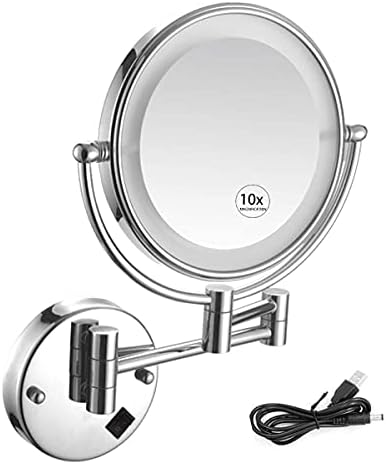 Nhlzj XİAOQİANG Makyaj Masası Aynası 8 İnç 1X / 10X Büyüteç Makyaj Aynası Banyo Büyüteçli Ayna Çift Taraflı Döner, Tıraş Aynası