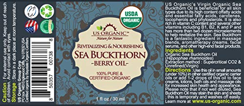 ABD Organik Deniz Topalak Berry (Meyve) Yağı,USDA Sertifikalı Organik, %100 Saf ve Doğal, Süperkritik CO2 ekstrakte edilmiş,