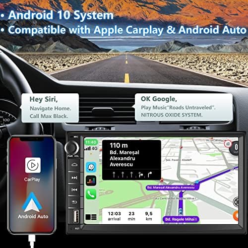 ENGERWALL Android 10 Çift Din Araba Stereo ile Uyumlu Apple CarPlay & Android Oto, 7 İnç 1080 P HD Dokunmatik Ekran Araba Radyo