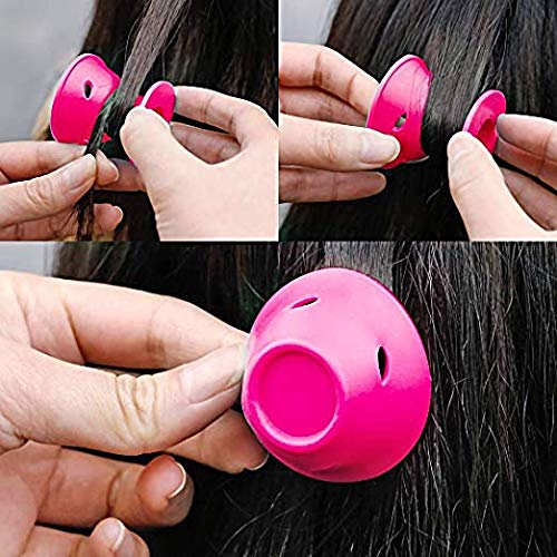 Saç DIY Güzellik Salonu Aracı Kiti-40 Pcs Pembe Sihirli Silikon Kıvırcıklaştırıcılar Bigudiler, 14 Paketleri Ördek Gagası Klipler