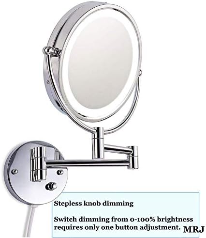 Nhlzj Temiz ve Parlak 8.5 İnç Makyaj Aynası 7X Büyütülmüş Makyaj Aynası 360° Serbest Dönüş Uzatılabilir Kol Krom Karartma Dokunuşu