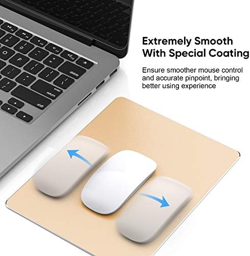 JEDIA Mouse Pad, Altın Premium Sert Metal Alüminyum Mousepad, Ofis ve Oyun için Hızlı ve Doğru Fare Kontrolü için Çift Taraflı