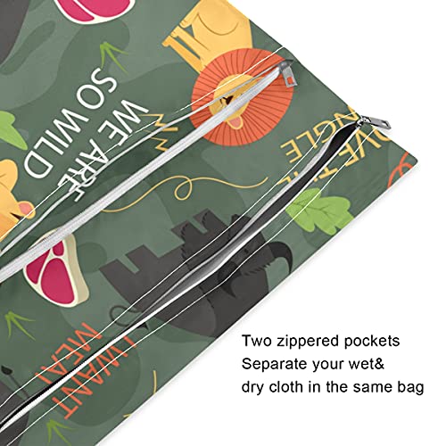 Renkli Doodle hayvanlar ıslak kuru çanta kullanımlık Bezi ıslak çanta mayolar için su geçirmez ıslak kuru Organizatör ile iki