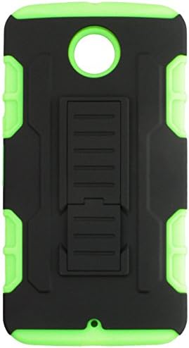 MyBat Asmyna MOTOROLA XT1103 (Nexus 6) Araç Zırh Standı Koruyucu Kapak (Kauçuk) - Perakende Ambalaj-Siyah / Yeşil