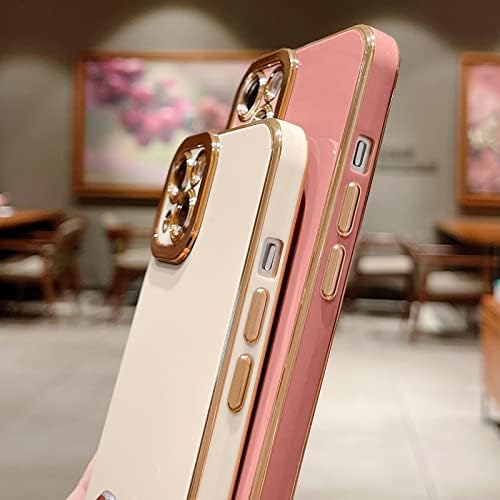 Lafunda Uyumlu iPhone 13 için kılıf, kaplama Kılıfları için Kadın Kızlar Lüks Sevimli Elektroliz Altın Kenar, darbeye TPU Tampon