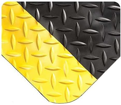 Wearwell Inc Siyah / Sarı Elmas Plakalı Spongecote Mat 5 ft. G x 32 ft. L, 9/16