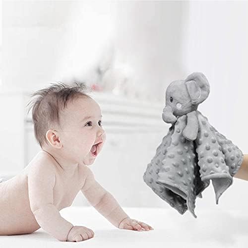 BORİTAR Fil bebek güvenlik battaniyesi Yumuşak Minky Nokta Kumaş Lovey Battaniye ile Güzel Üçgen Desen Destek, dolması Peluş