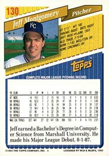 1993 Topps Altın Beyzbol 130 Jeff Montgomery Kansas City Royals Topps Şirketinden Resmi MLB Ticaret Kartı