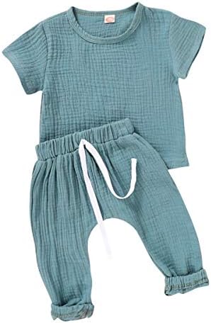 Yürüyor Bebek Erkek Kız Giysileri Nervürlü Kıyafet Unisex Bebek Katı Kısa Pantolon 2 Adet Yaz Set