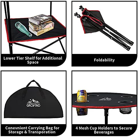 Grovınd Taşınabilir Kanvas masa kamp Masaları ile 4 İçecek Tutucular ve saklama Çantası, Katlanır Piknik Masaları için Açık