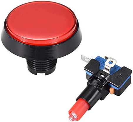 uxcell Oyun Basma Düğmesi 60mm Yuvarlak 12 V LED ışıklı basmalı düğme anahtarı ile Mikro Anahtarı Arcade Video Oyunları için