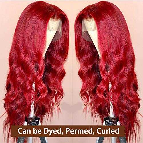 13X4 Sıcak Kırmızı Renkli Dantel ön peruk İnsan Saç Ön Koparıp 150 % Yoğunluk Tutkalsız Ipeksi Düz Dantel Peruk Siyah Kadınlar