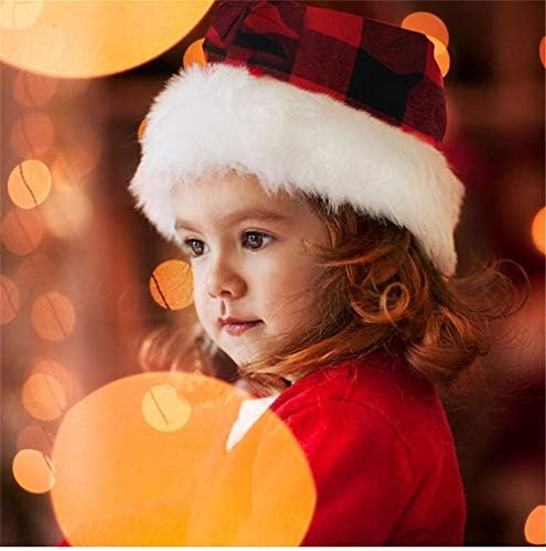 4 Paket Noel noel baba şapkası Ekose noel baba şapkası Lüks peluş Şapka Noel Kostüm Yeni Yıl Şenlikli Tatil Parti Malzemeleri