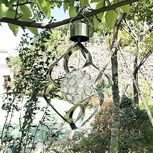 JJSPP Güneş Enerjili rüzgar ahenge ışık LED Bahçe asılı Spinner lamba Renk Değiştirme çim Yard ev dekorasyon