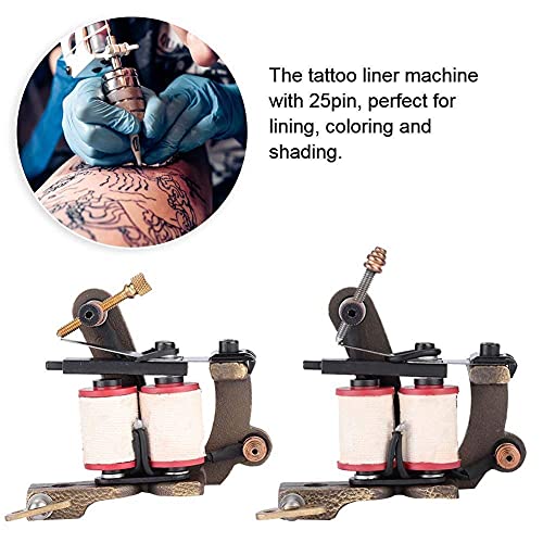 2 adet Pirinç Rulo Dövme Makinesi, Profesyonel Boyama Astar Vücut Sanatı Aracı, Kesme Shader Liner Makinesi Dövme Bobin Makinesi