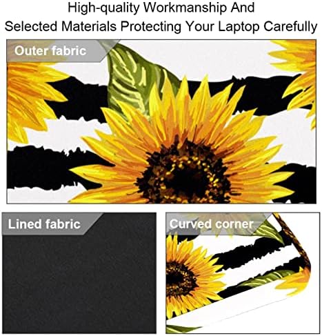 Sarı Ayçiçeği İle Şerit Laptop Çantaları 13.4-14.5-İnç İş Dizüstü Omuz Çıkarılabilir kayış Satchel Kılıf Dizüstü Evrak Çantası