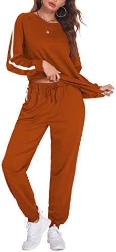 Hotouch kadın Uzun Kollu Eşofman Rahat Eşofman Setleri 2 Parça koşu takım Elbise Pamuk Kıyafetler Giysileri ile Cep