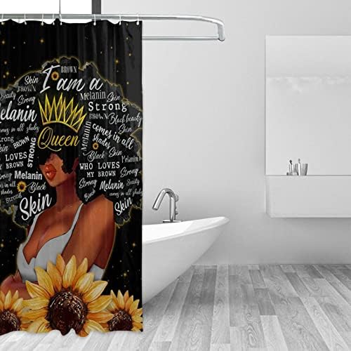 Afrika Amerikan Duş Perdeleri Afro Kraliçe duş perde kumaşı banyo perdesi Dayanıklı Su Geçirmez Banyo duş perdesi 48x72 in