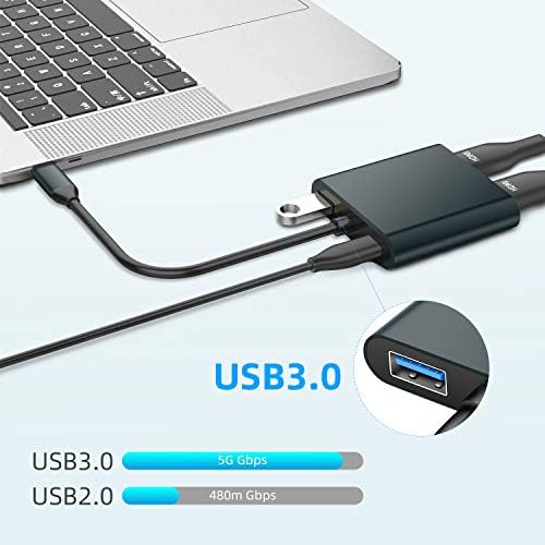 USB C Hub HDMI Adaptörü, USB C Dizüstü Yerleştirme İstasyonu 4 in 1 Multiport Dongle ile Çift HDMI, USB C Bağlantı Noktası,