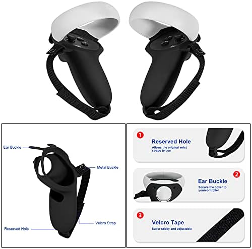 Quest 2 VR Kulaklık için Kesoto Silikon Denetleyici Kavrama Koruyucu Kapak Kılıfı, Premium-Siyah