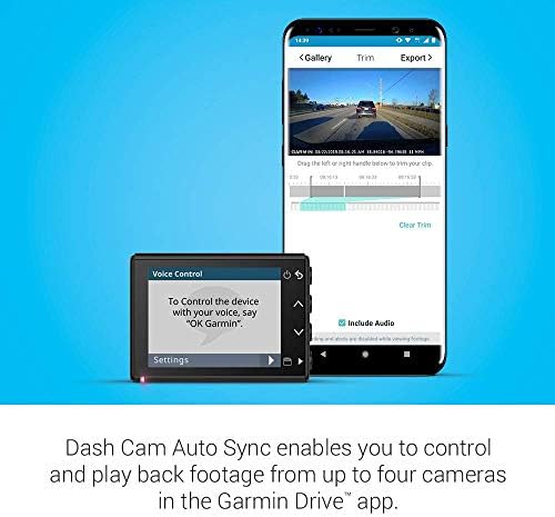 Garmin Dash Cam 66W, 1440P hd'de Ekstra Geniş 180 Derece Görüş Alanı, 2 LCD Ekran ve Ses Kontrolü, Otomatik Olay Algılama ve